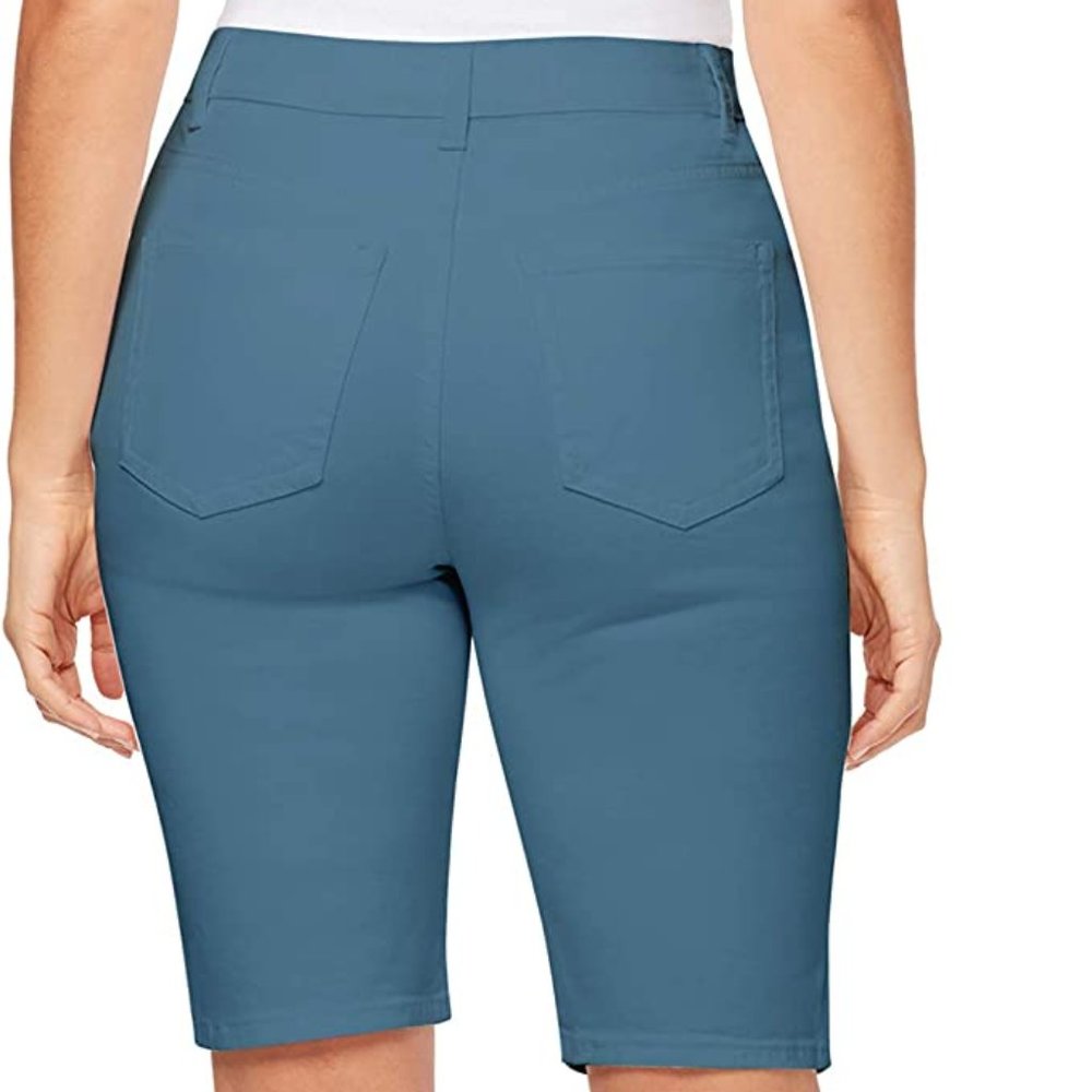 Women's Gloria Vanderbilt Amanda Bermuda Jean Shorts Color: Neptune Breeze - Picture 2 of 3